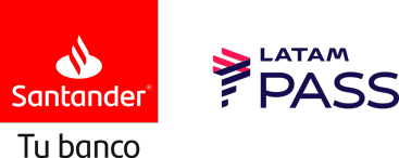 Logos de Santander y 25 años Volando Juntos LATAM Pass