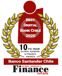 Logo de reconocimiento a Santander por Global Banking & Finance