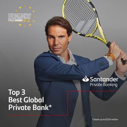 Santander entra por primera vez en el top 3 mundial de banca privada*, según Euromoney